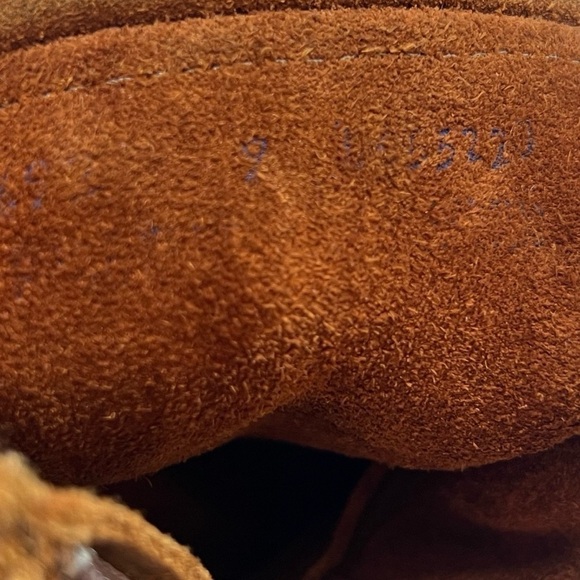 Minnetonka Double Fringe Suede Moccasin Booties Leather Brown Women’s 9 Zip Up - Picture 8 of 9